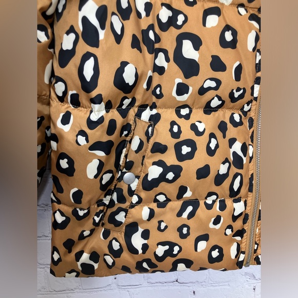 Who What Wear Gold Leopard Print Puffer Jacket Size Small - Picture 2 of 6